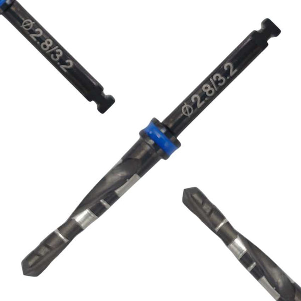 Artman Instruments 2.8/3.2 mm Titanium-Coated Stainless Steel Dental Implant Drill Precision Osteotomy Drill for Implant Site Preparation