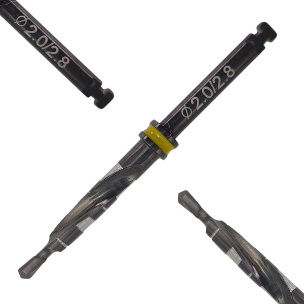 Artman Instruments 2.0/2.8 mm Titanium-Coated Stainless Steel Dental Implant Drill Precision Osteotomy Drill for Implant Site Preparation