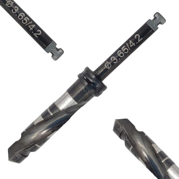 Artman Instruments 3.65/4.2 mm Titanium-Coated Stainless Steel Dental Implant Drill Precision Osteotomy Drill for Implant Site Preparation