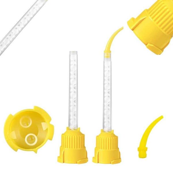 Short Dental Mixing & Intra‑Oral Tips  5CM 1 : 1 Ratio 100‑Pack (50  Mixing Tips + 50 Intra Oral) Yellow Precision Impression Mixing & Dispensing High Performance