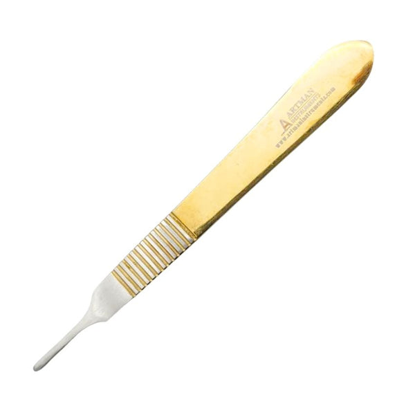 Artman Instruments Gold-Plated Scalpel Handle #3 with Inches Scale – Premium Surgical Handle Compatible with Blades #6–16