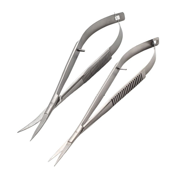 Artman Instruments Castroviejo Micro Scissors Set – Curved & Straight 4.5" Spring Action, Extra Sharp Surgical Stitch Scissors