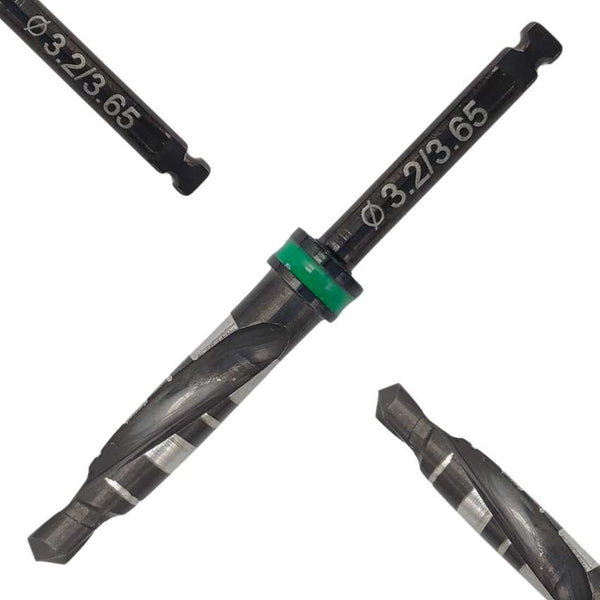 Artman Instruments 3.2/3.65 mm Titanium-Coated Stainless Steel Dental Implant Drill Precision Osteotomy Drill for Implant Site Preparation
