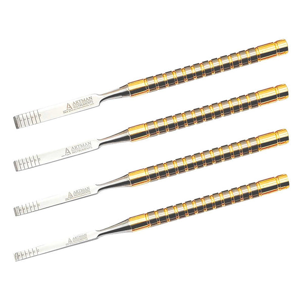 Chisels Curved Set 4 pcs for Bone Splitting Dental Implant Placement Orthopedic Surgeons