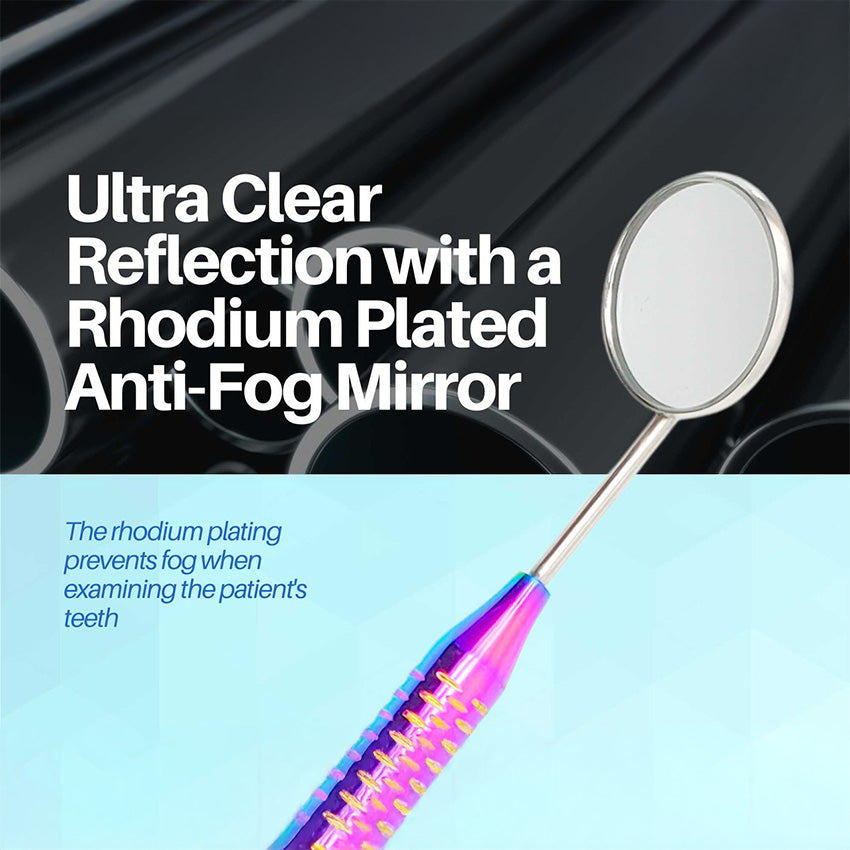 Set of 5 Dental Mirrors - Multicolor Tools for Teeth Cleaning