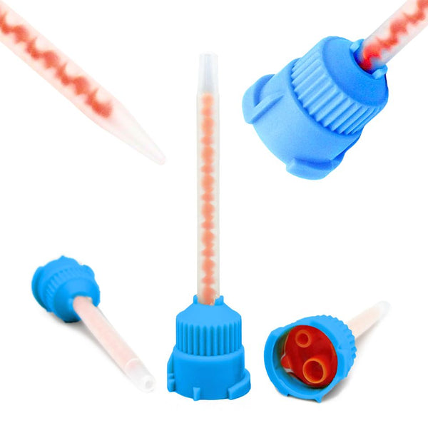 Short Dental Mixing Tips 10:1 Ratio 7.7cm Impression Crown and Bridge High Performance 50-Pack Blue/Orange by Artman Instruments