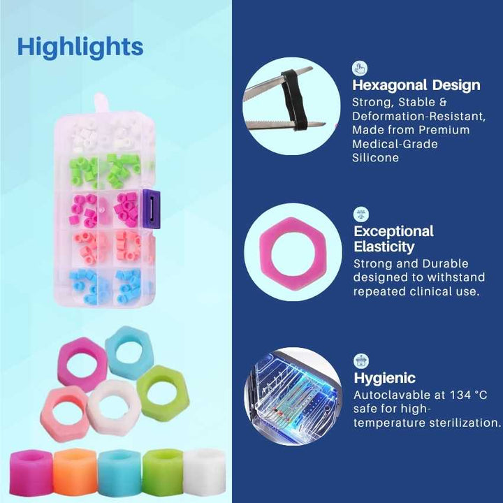 Color Coded Id Rings Artman Instruments 4mm Hexagonal Dental Silicone Identification Rings