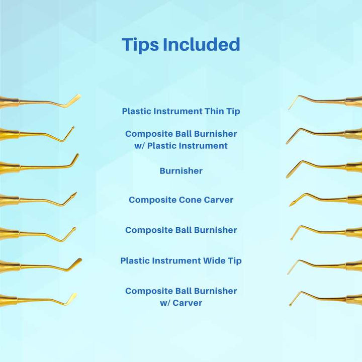 Dental Composite Glass Ionomer Amalgam Filling Instruments Kit (7 Gold ...