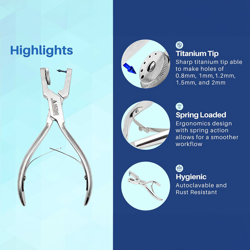 Titanium Hole Punch Pliers for Rubber Dam | 5-Size Punch | Artman