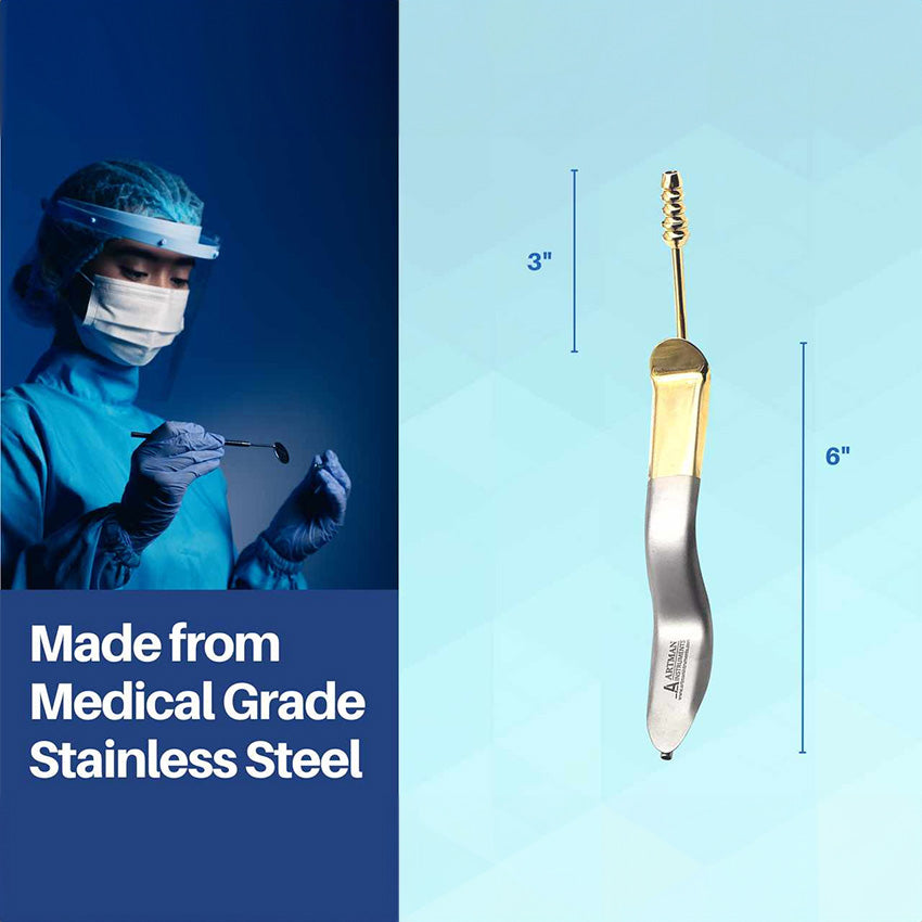 Minnesota Cheek Retractor with Suction Tube | Gold-Plated Dental