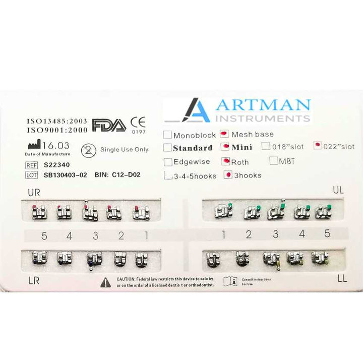 Orthodontic Brackets MBT & ROTH Prescription Metal Brackets Dental Bra ...