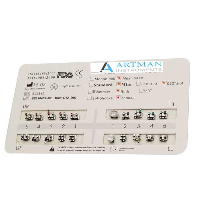 Orthodontic Brackets MBT & ROTH Prescription Metal Brackets Dental Bra ...