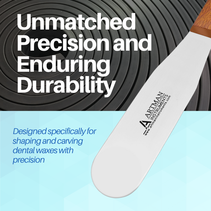 A close-up of a plaster spatula's blade, emphasizing its unmatched precision and enduring durability for consistent mixing.