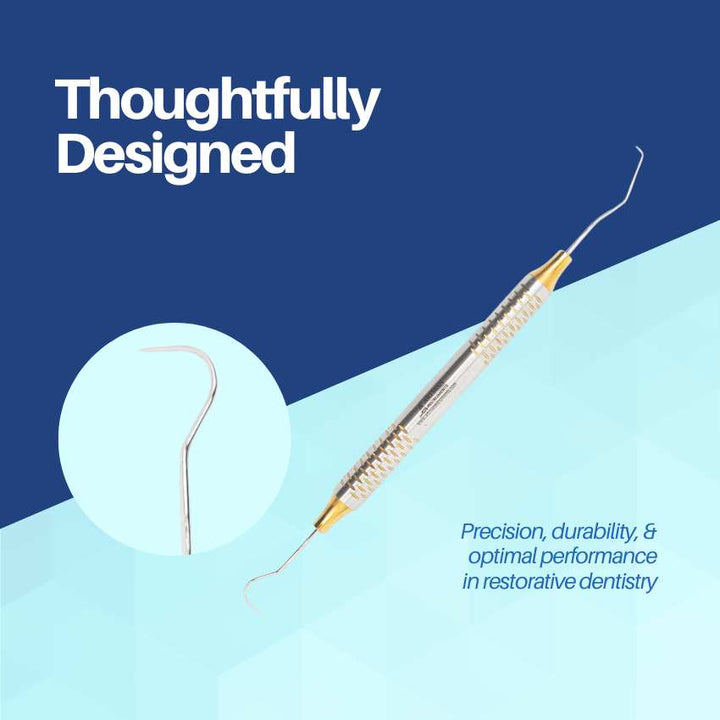 A "Thoughtfully Designed" dental probe by Artman Instruments, showcasing its durability and optimal performance.